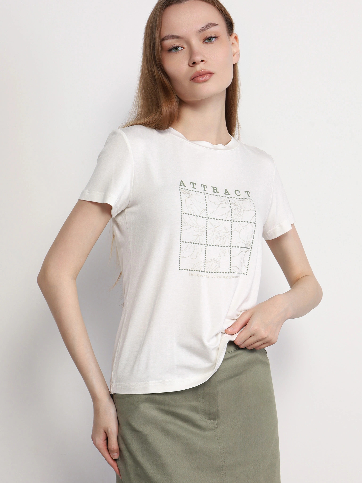 Футболка прямого кроя из смесового хлопка